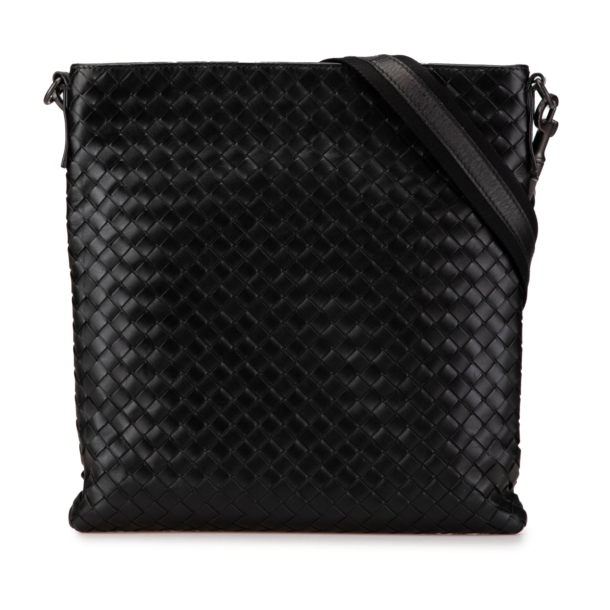 Bottega Veneta | Pre-Owned Leather Intrecciato Crossbody | Black