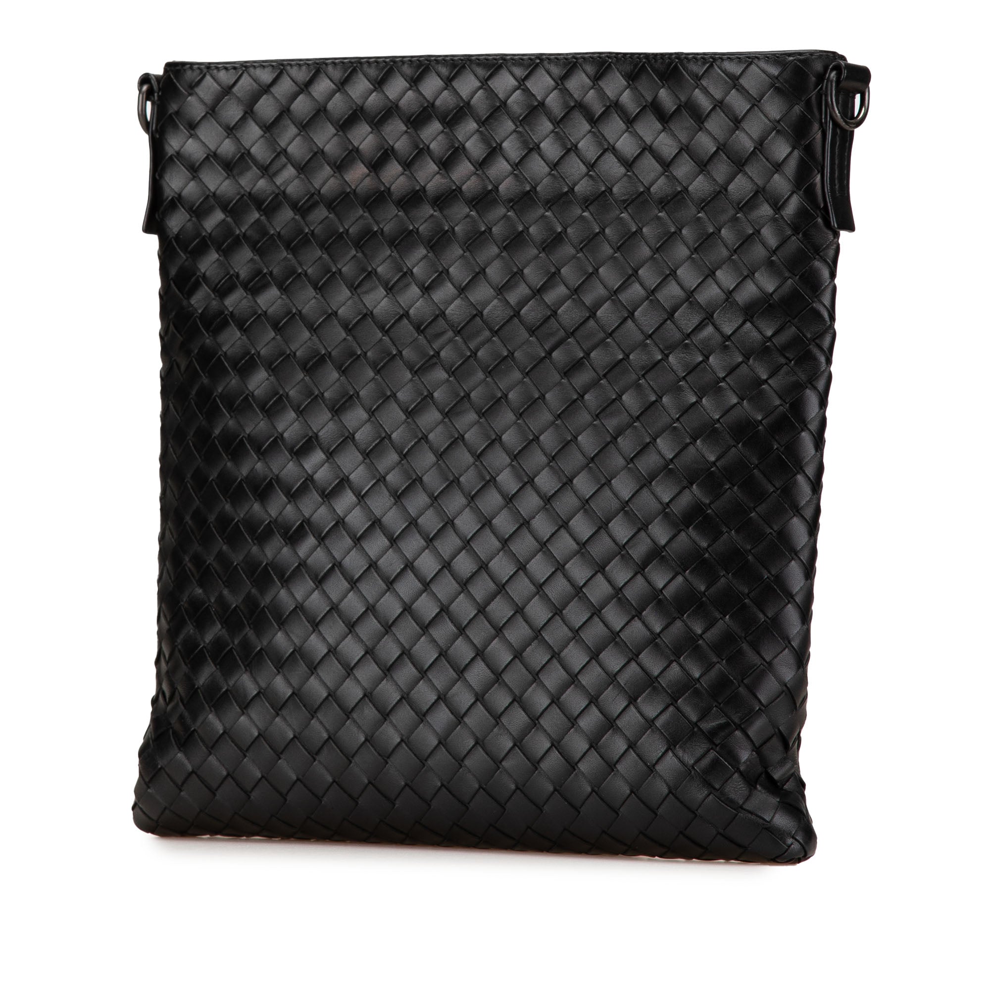 Bottega Veneta | Pre-Owned Leather Intrecciato Crossbody | Black