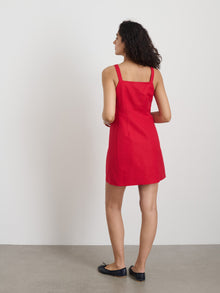 Women | Alexis Dress In Cotton Linen | Crimson