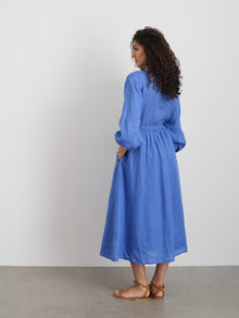 Women | Lauren Wrap Dress In Linen | Ultramarine