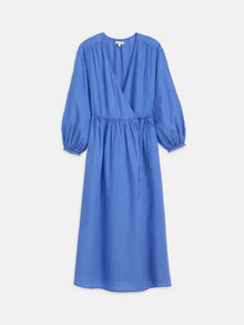 Women | Lauren Wrap Dress In Linen | Ultramarine
