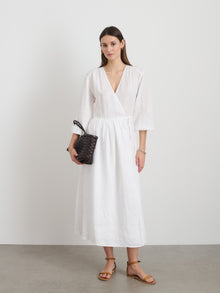 Women | Lauren Wrap Dress In Linen | White