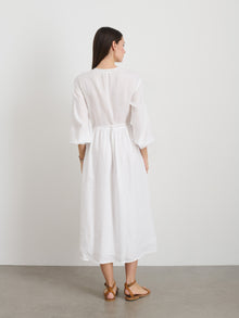 Women | Lauren Wrap Dress In Linen | White