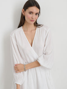 Women | Lauren Wrap Dress In Linen | White