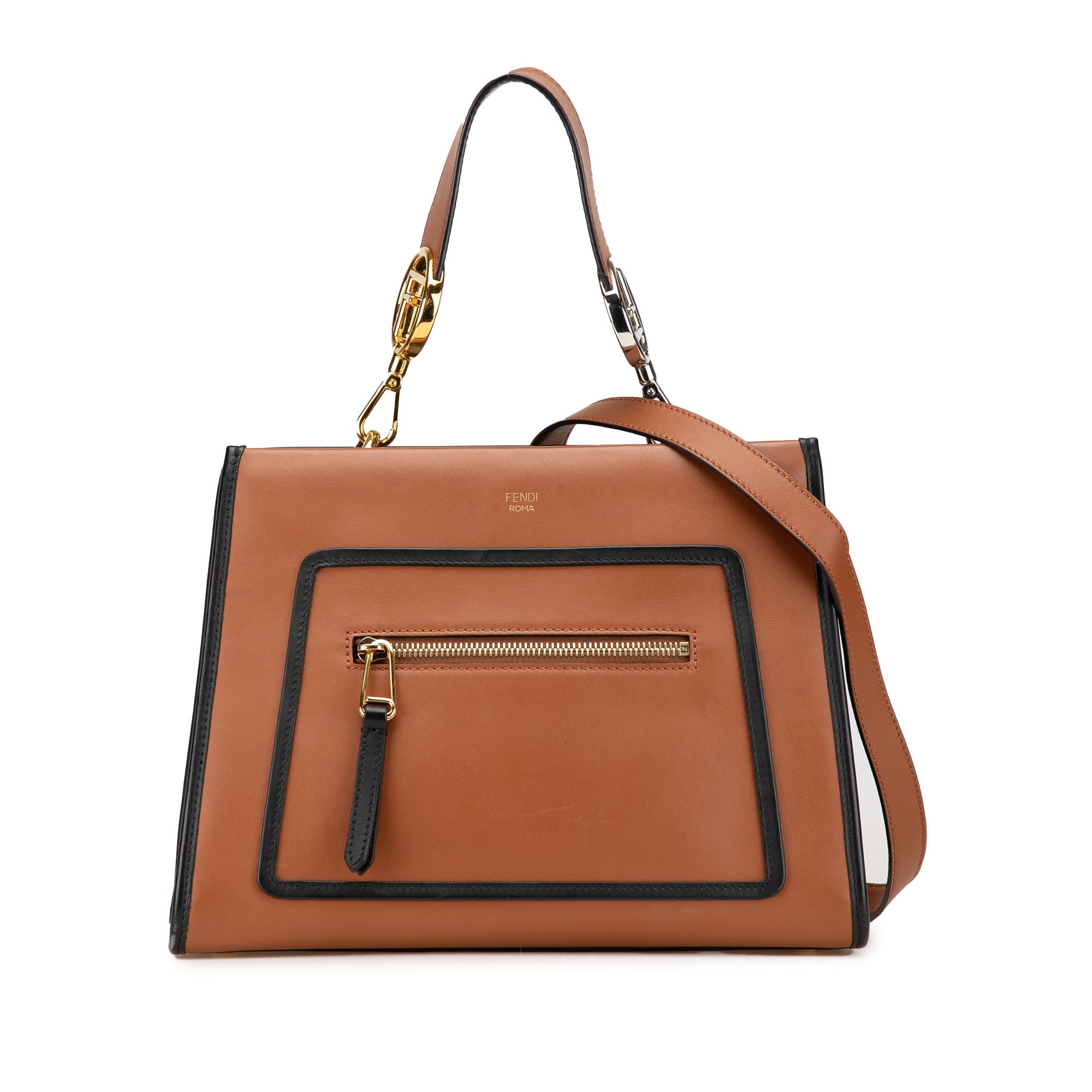 Fendi | Pre-Owned Small Leather Runaway Satchel | Brown/Camel