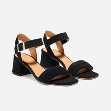 Womens | Stella Fringe Heel Sandal | Black Suede