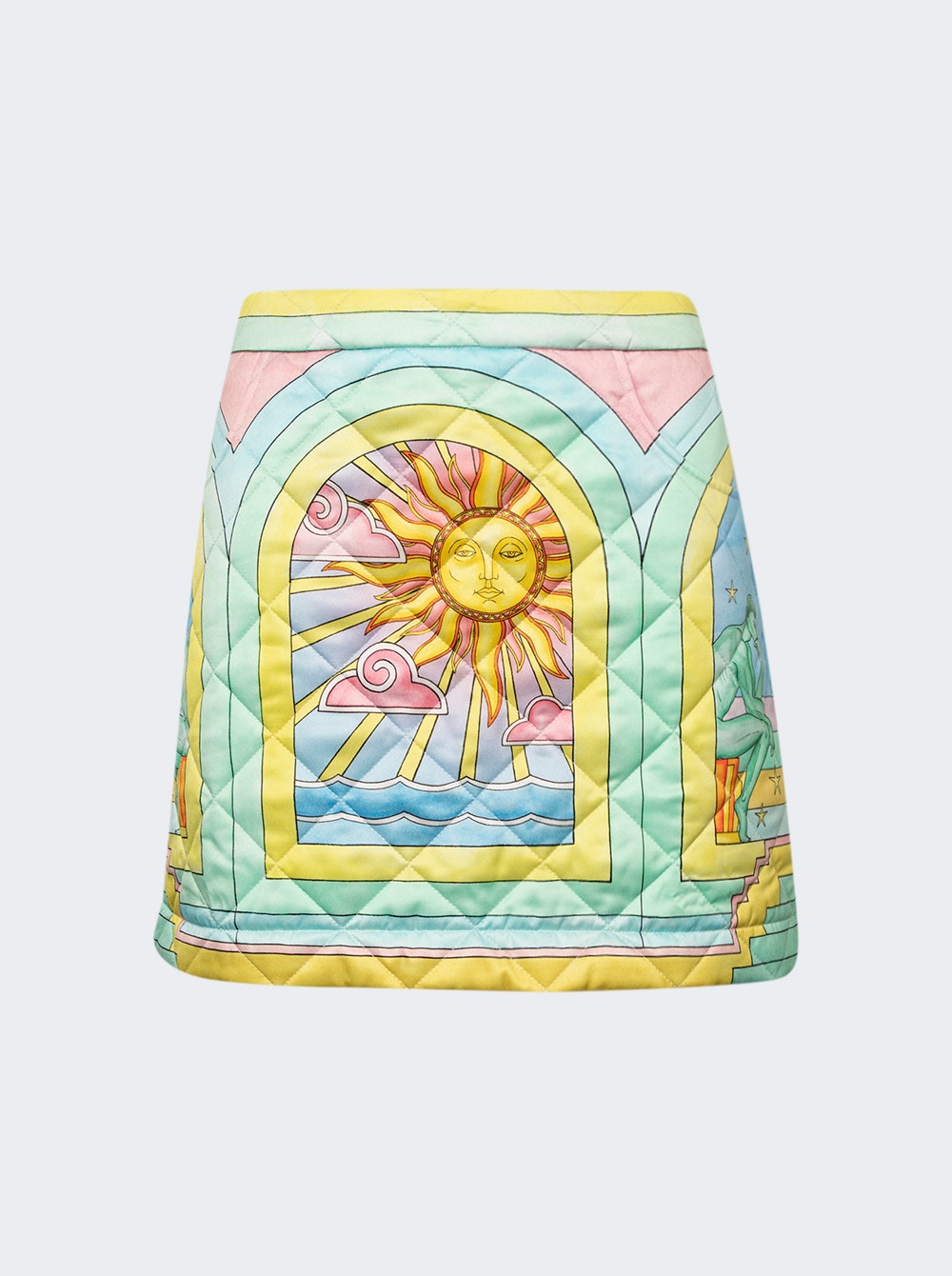 Women | CASABLANCA | Art Deco Quilted Curved Hem Mini Skirt