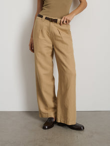 Women | Madeline Pleat Trouser | Twill Vintage Khaki