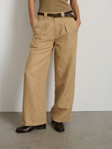 Women | Madeline Pleat Trouser | Twill Vintage Khaki