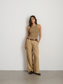 Women | Madeline Pleat Trouser | Twill Vintage Khaki