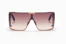 Unisex | Wonder Boy Sunglass | Rose Gold - Matte Crystal Brown - Side Lens w /PB Pattern | Dark Brown Gradient w/ Black Mirror