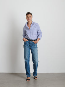 Women | Jo Striped Shirt | Cotton Poplin Blue Stripe