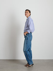 Women | Jo Striped Shirt | Cotton Poplin Blue Stripe