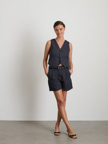 Women | Madeline Vest | Twill Washed Black