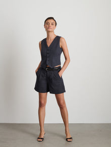 Women | Madeline Vest | Twill Washed Black