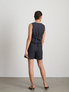 Women | Madeline Vest | Twill Washed Black