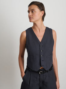 Women | Madeline Vest | Twill Washed Black