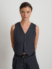Women | Madeline Vest | Twill Washed Black