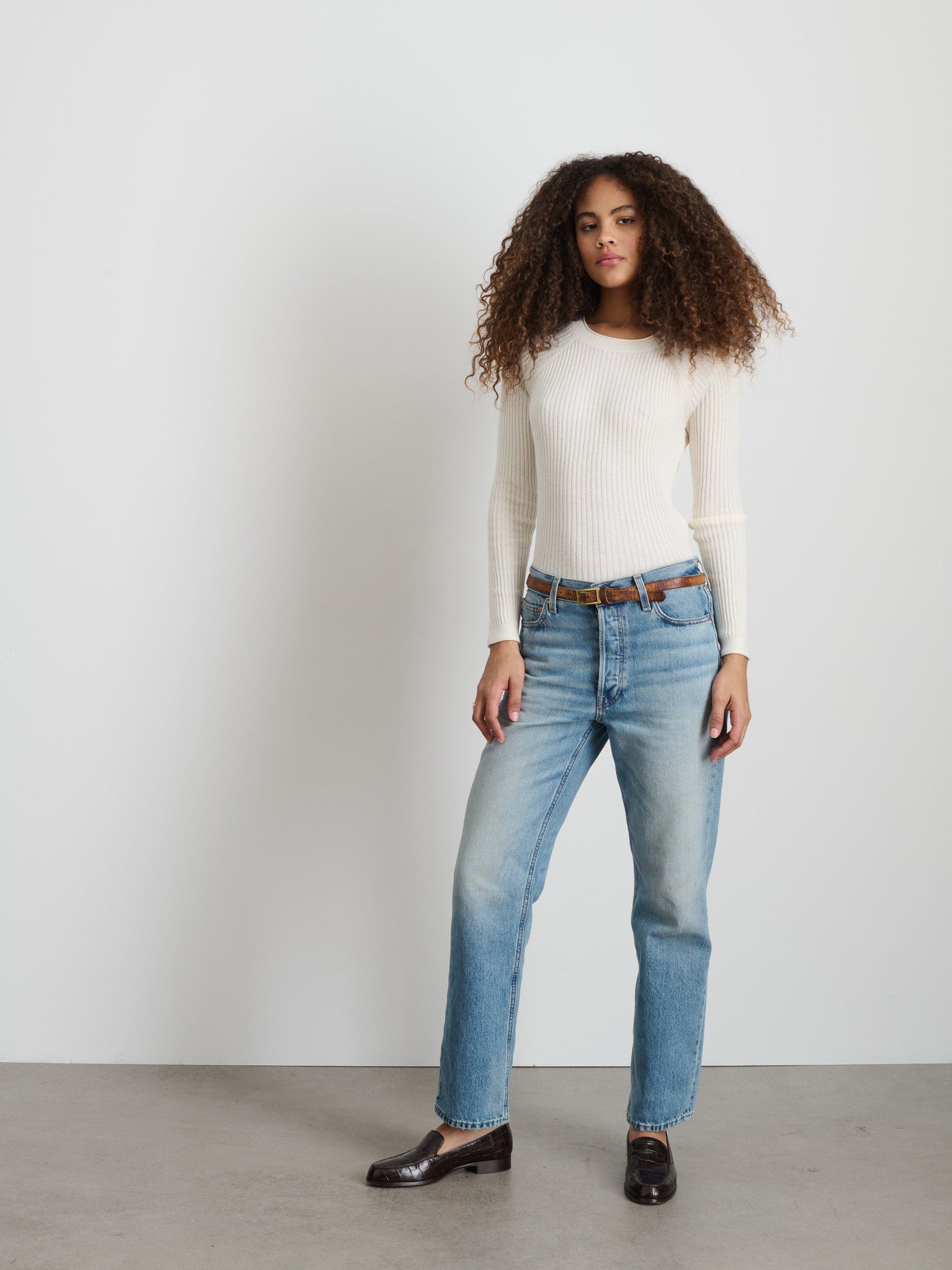 Women | Ribbed Crewneck Sweater | Ivory