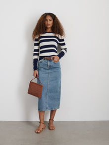 Women | Ava Striped Sweater Tee | Navy x White
