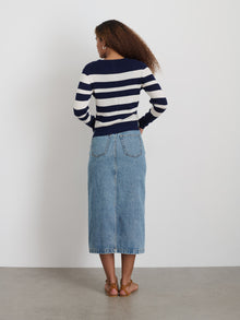 Women | Ava Striped Sweater Tee | Navy x White