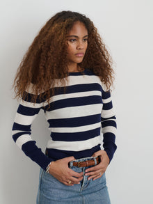 Women | Ava Striped Sweater Tee | Navy x White