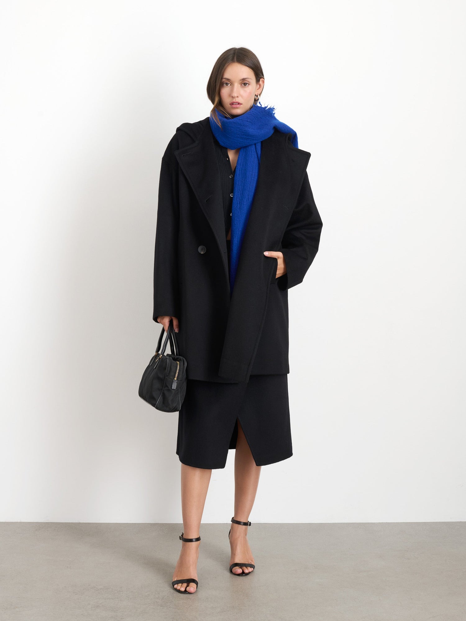 Women | Double Breasted Coat | Cashmere Black