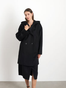 Women | Double Breasted Coat | Cashmere Black