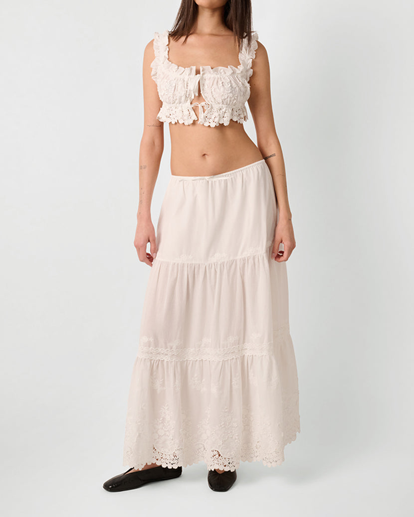 Midi Pull On Skirt | Ivory