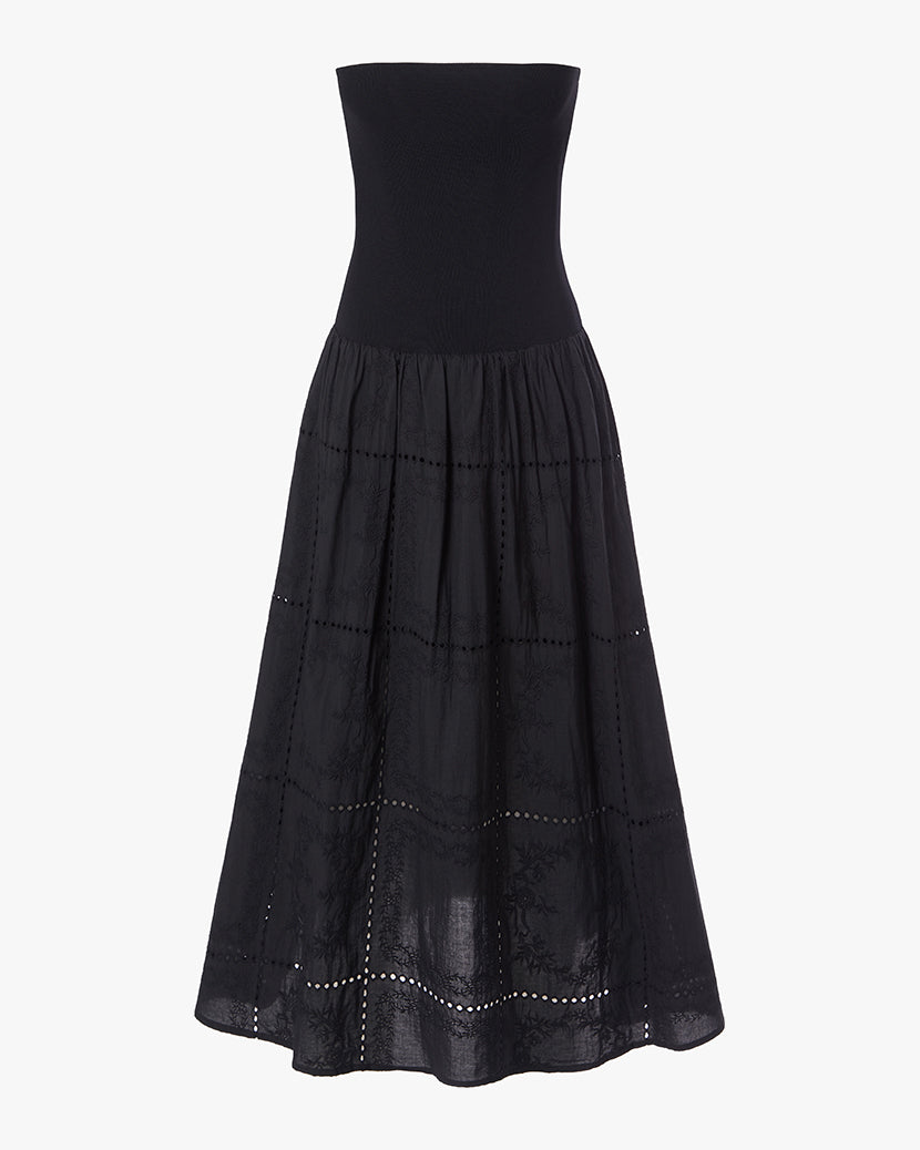 Ribbed Cotton Midi Dress | Black