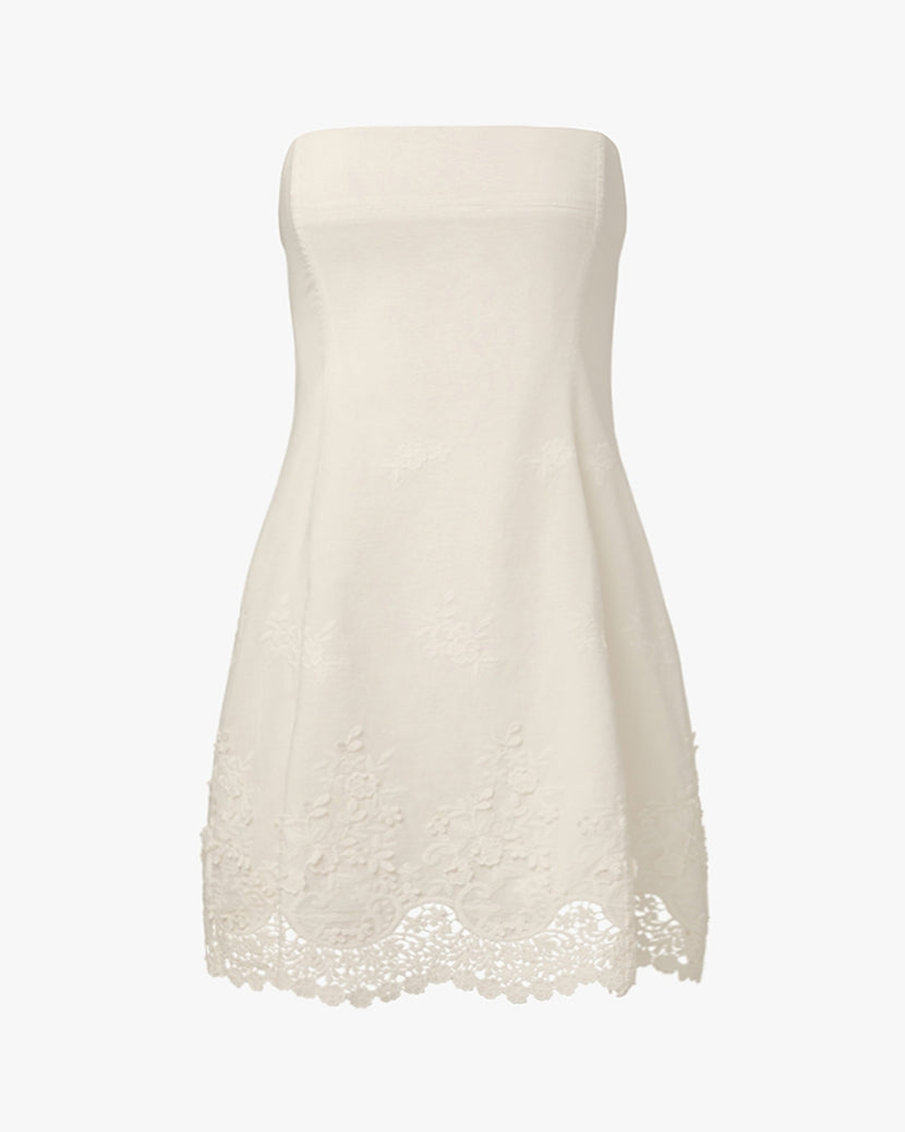 Strapless Peplum Mini Dress | Ivory