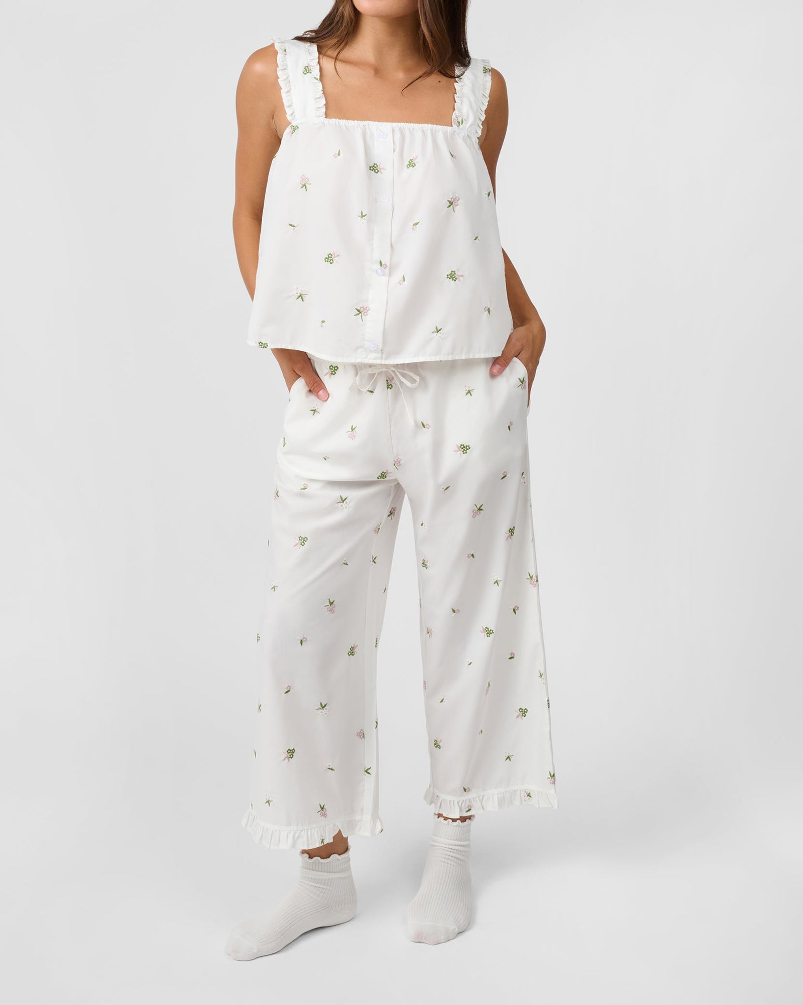 Ruffle Pull-On Pants | Ivory