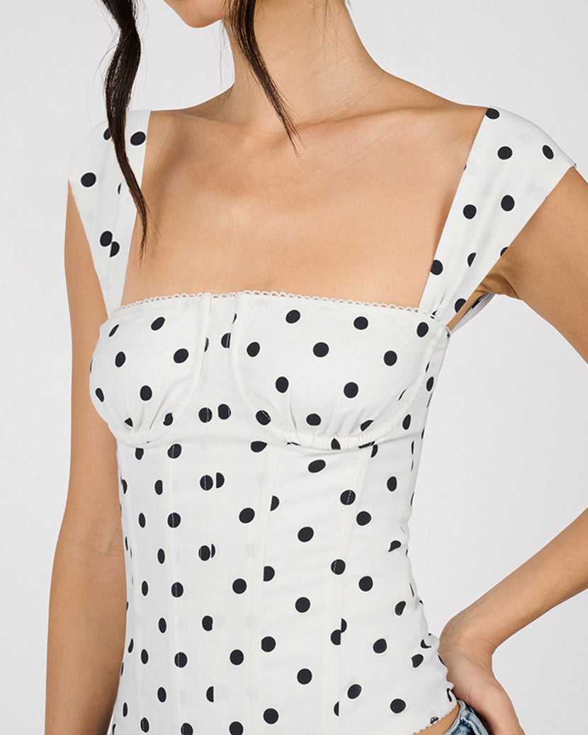 Ruched Cup Corset | White/Black