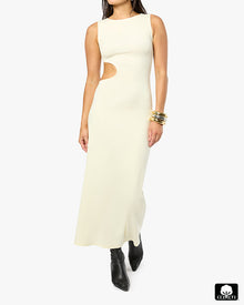 Cut Out Boat Neck Dress | Ivory