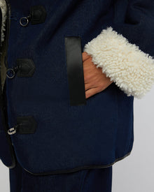 Denim Sherpa Coat | Raw Denim/Ecru