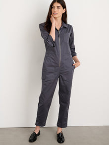 Women | Standard Zip Front Jumpsuit | Cotton Twill Iron Grey