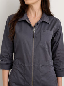 Women | Standard Zip Front Jumpsuit | Cotton Twill Iron Grey