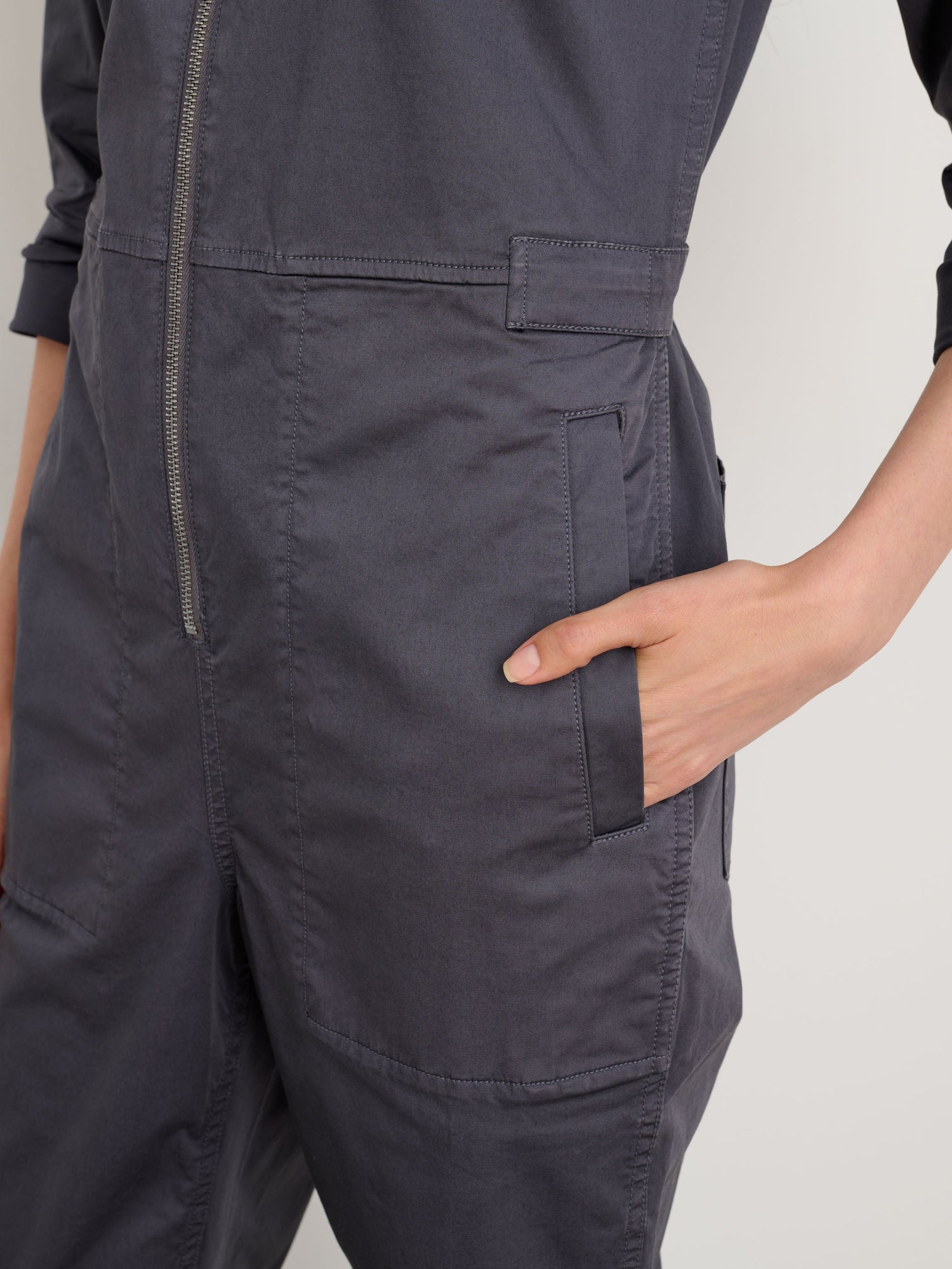 Women | Standard Zip Front Jumpsuit | Cotton Twill Iron Grey