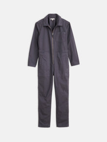Women | Standard Zip Front Jumpsuit | Cotton Twill Iron Grey