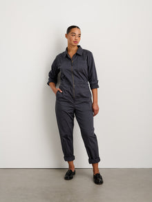 Women | Standard Zip Front Jumpsuit | Cotton Twill Iron Grey