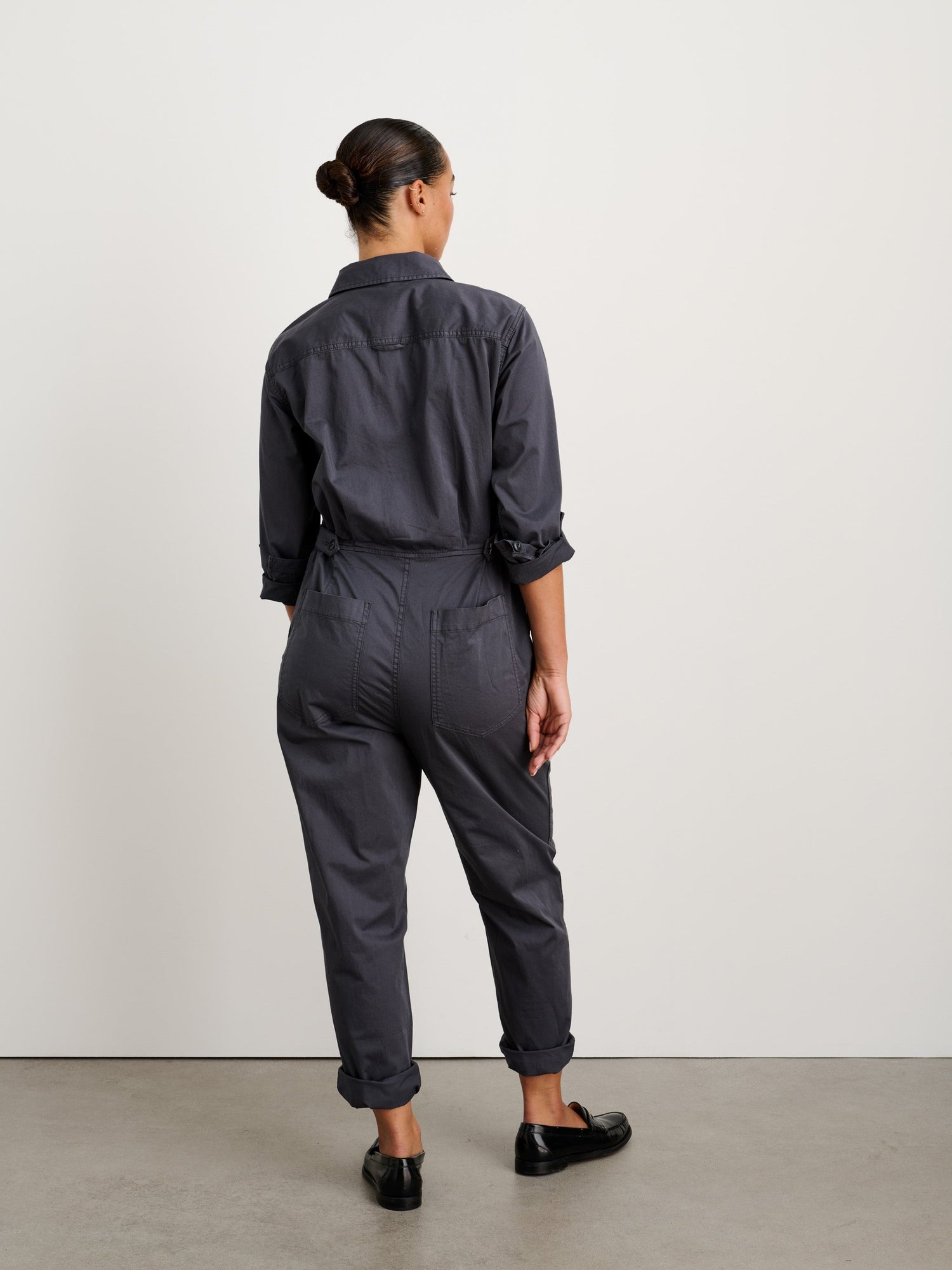 Women | Standard Zip Front Jumpsuit | Cotton Twill Iron Grey
