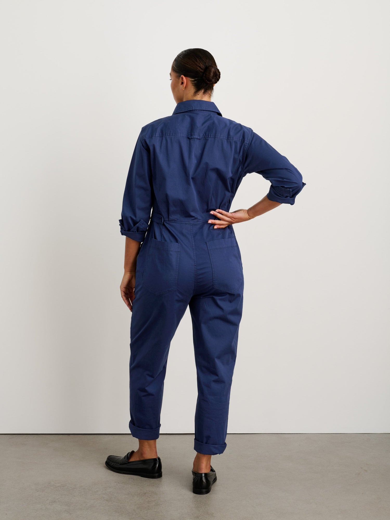 Women | Standard Zip Front Jumpsuit | Cotton Twill Marine Blue