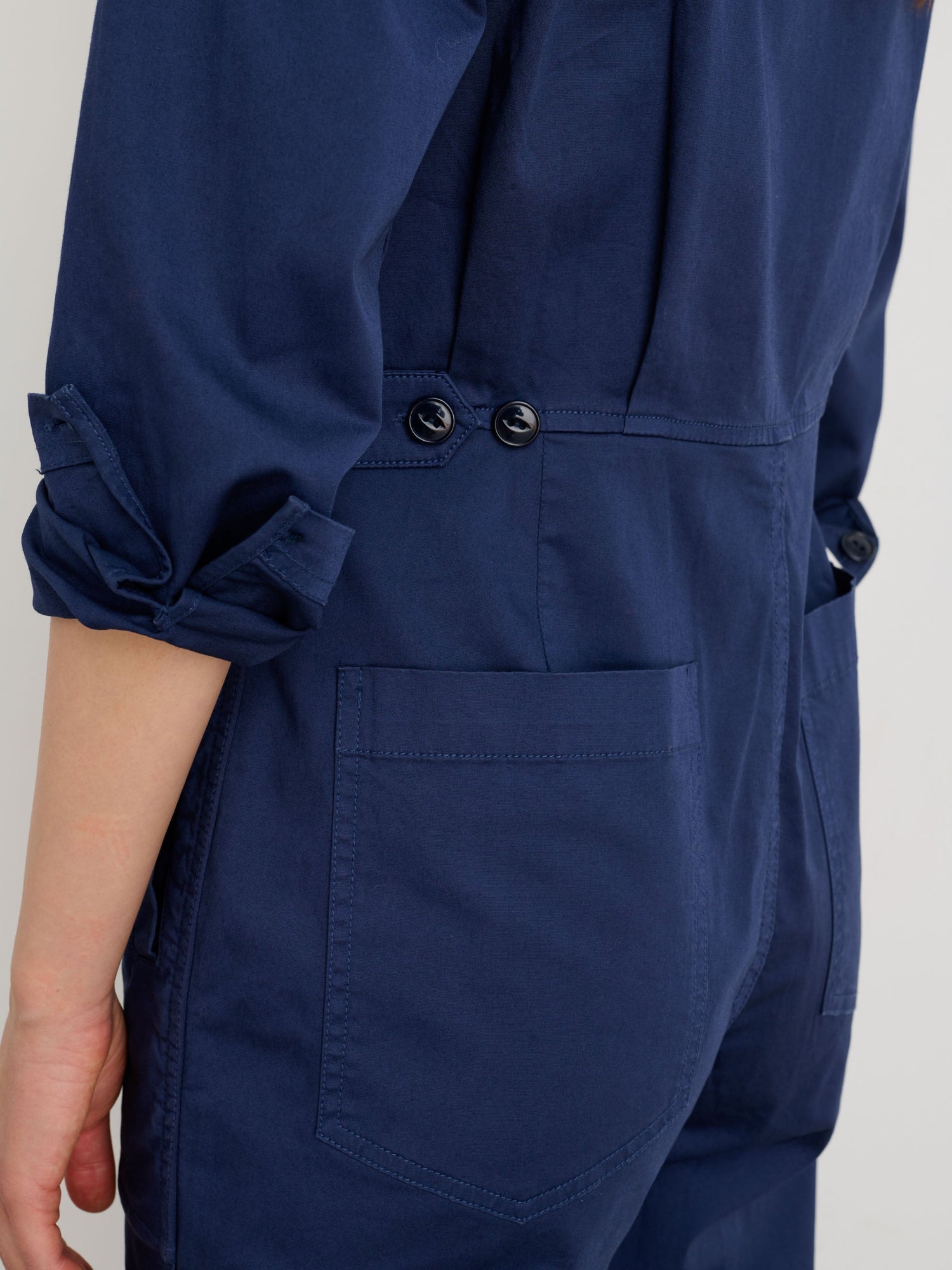 Women | Standard Zip Front Jumpsuit | Cotton Twill Marine Blue