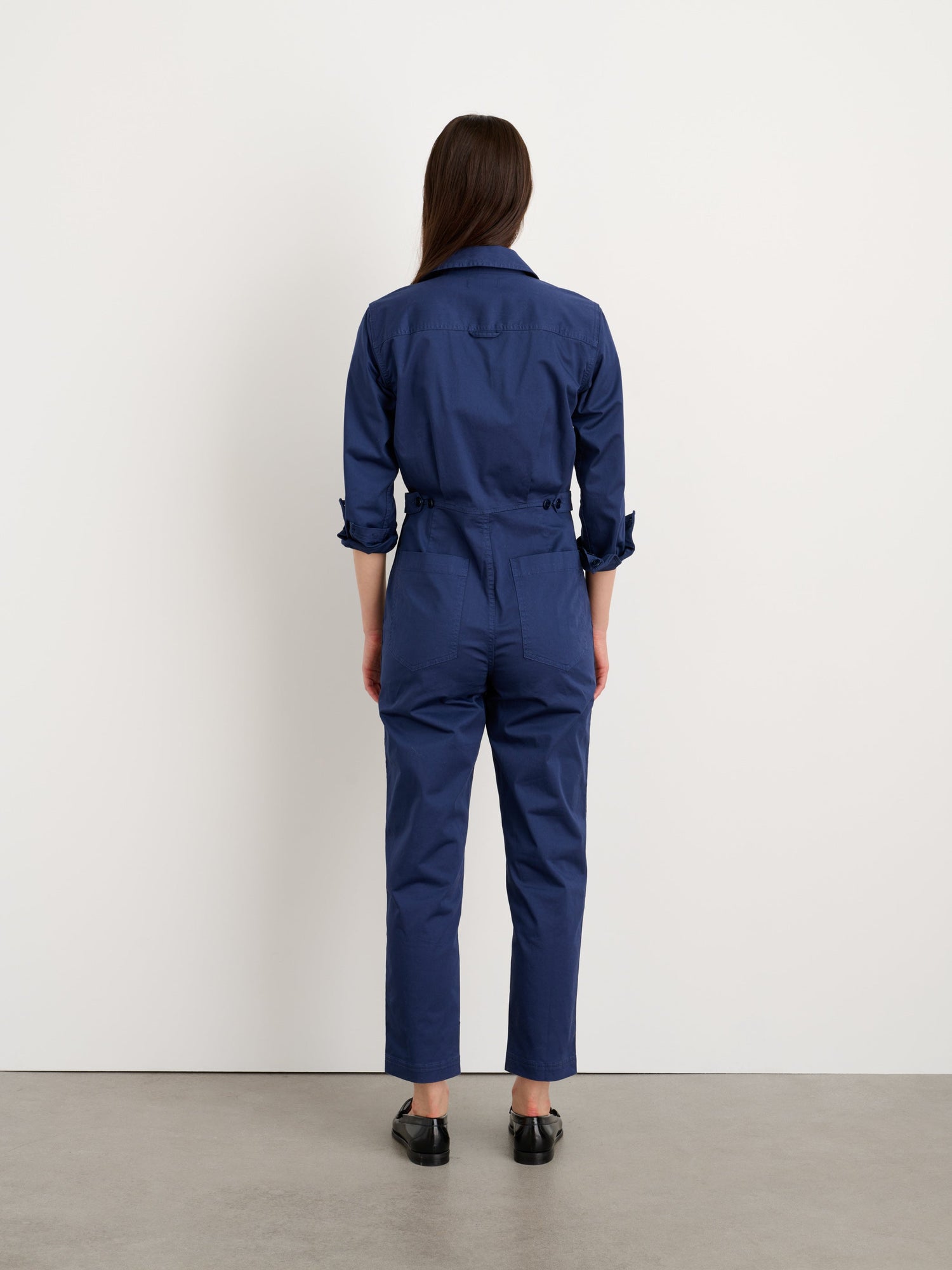 Women | Standard Zip Front Jumpsuit | Cotton Twill Marine Blue