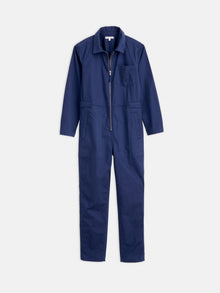 Women | Standard Zip Front Jumpsuit | Cotton Twill Marine Blue