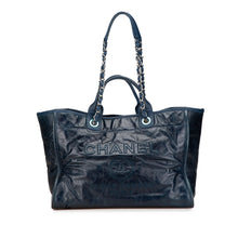 Chanel | Pre-Owned Medium Glazed Calfskin and Caviar Deauville Tote | Blue/Navy