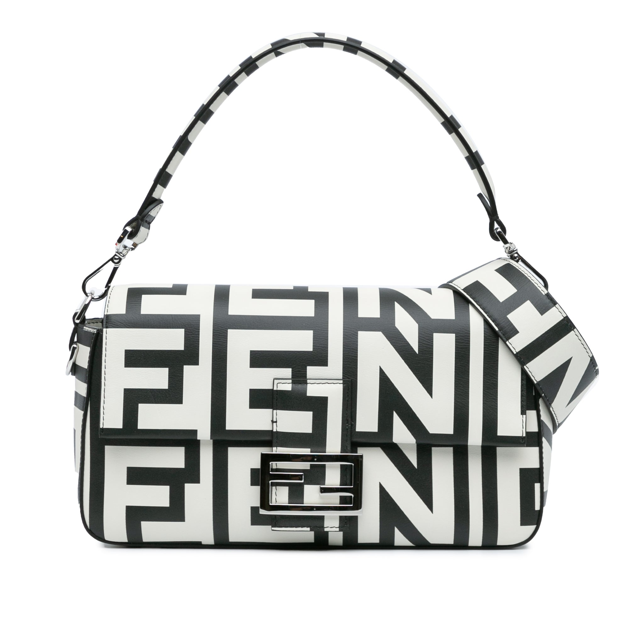 Fendi | Pre-Owned Marc Jacobs Nappa Vitello King Logo Print Baguette Phone Pouch Satchel | White