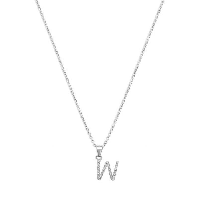 The Pave Single Block Initial Necklace | 18KT Gold Vermeil & Sterling Silver