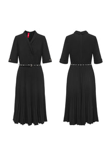 Waist Pleated Dress | Black