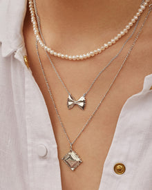 Bow Tie Pasta Necklace | Silver Rhodium Plated Brass